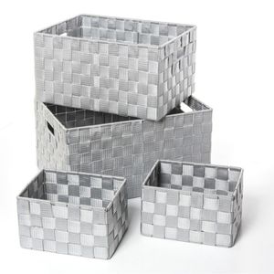 Petit Brun Boîte de rangement solide Plastique Tissage salle de bain serviette Maquillage panier rangé