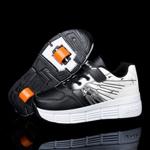 Roue Arrière Rétractable Patins À Roues Alignées Baskets De Gymnastique De Skateboard,Black-31 EU XRDSHY Enfants Chaussures À roulettes avec Roues Double 