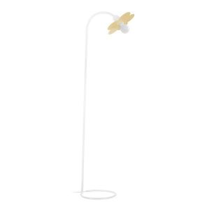 LAMPADAIRE PIVOINE-Lampadaire liseuse arqué métal  blanc Abat-jour: cylindre métal beige 1 ampoule E27 enfant P25xD18xH155cm