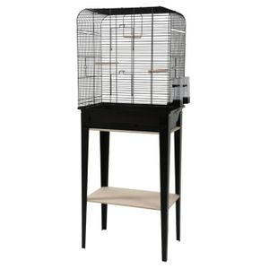 VOLIÈRE - CAGE OISEAU Cage Grillagée Oiseaux Avec Meuble Loft Noire Tail