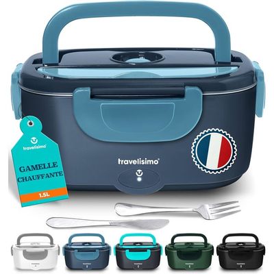 Lunch Box Chauffante Électrique DETOXIMIX 1,35 L – 2 Compartiments Amovibles, Isotherme, Noir – Repas Chauds Toute La Journée DETOXIMIX Lunch Box 2 Compartiments