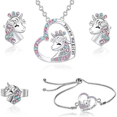 Set 8 Bijoux Licorne Fille - Bracelets Et Colliers Ajustables - Cadeau Anniversaire