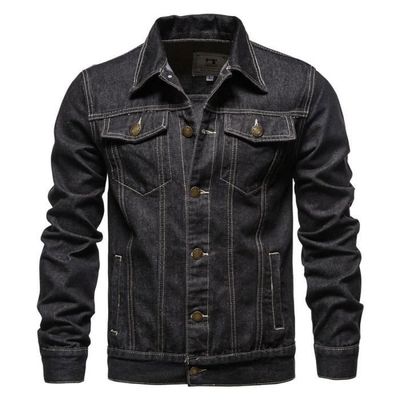 Veste En Jean Homme ZF YLYH - Style Vintage Cargo Printemps Automne - Coupe Ajustée Denim Classique