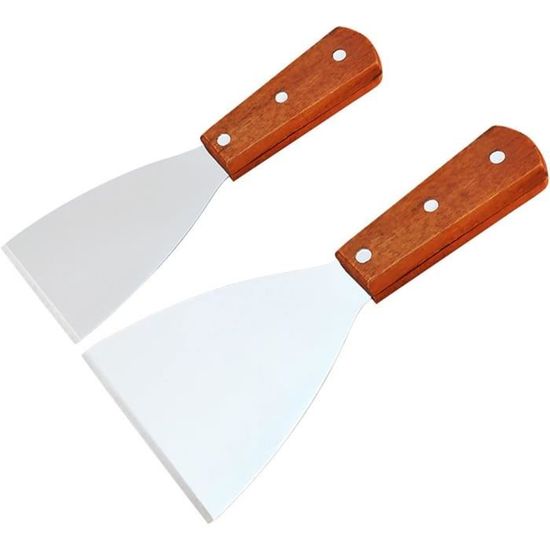 Spatule En Acier Inoxydable Avec Manche En Bois – Lame Fine Ajourée 16 Cm – Pour Poisson, Crêpes, Omelettes – Longueur Totale 28 Cm