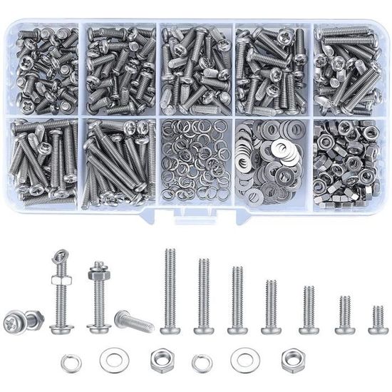 Lot De 390 Vis T te Cruciforme Et crous M3 Et Boulons 6 8 10 12 16 lot-de-390-vis-t-te-cruciforme-et-crous-m3-et-boulons-6-8-10-12-16