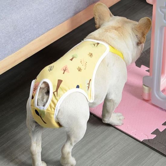 CULOTTE HYGIENIQUE - COUCHE - INCONTINENCE - PROTECTION MENSTRUELLE - CHALEURS Dog Pants Menstruation style-Yellow-M2