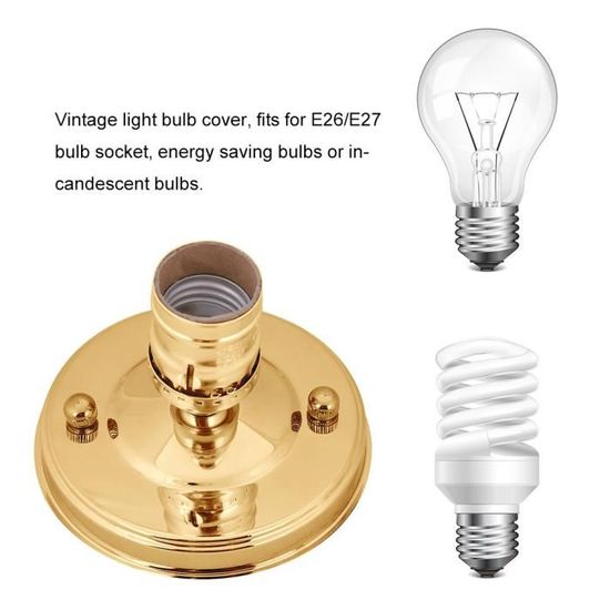 Douille De Lampe Avec Chaîne De Traction - Pour Ampoules E26/E27, Métal Vintage Or, Interrupteur Intégré - 3