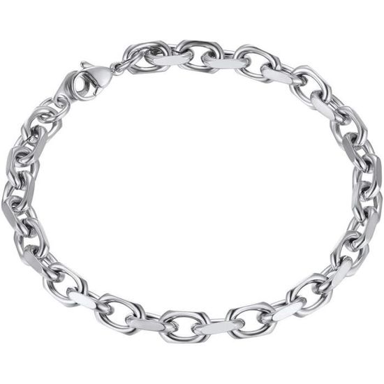 Gourmette Homme OrNoirAcier Inoxydable19Cm21Cm Bracelet Grosse