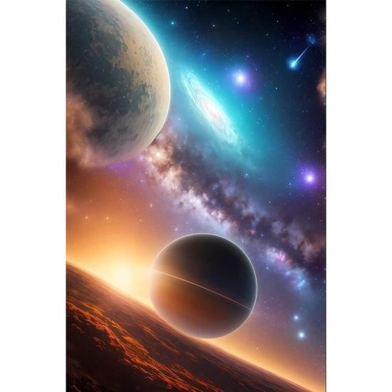 Peinture Diamant 5D Complet Grand Format,Planète De L'univers DIY Diamond Painting Par Numéro Kits Grande Taille Strass Broderie Point De Croix Arts Craft Adulte Enfant Maison Salon Décor 50x100cm