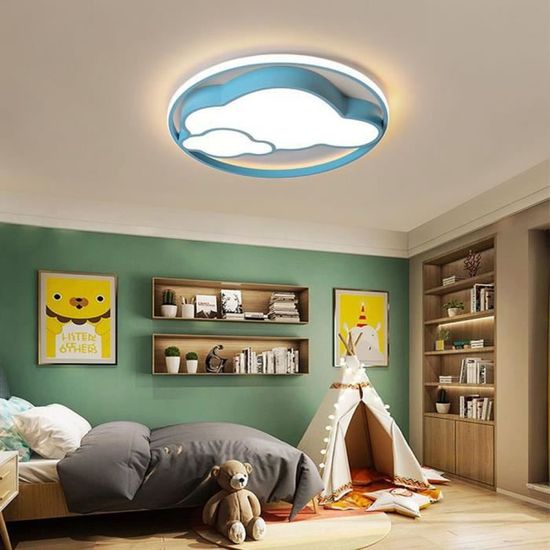 Enfant LED Plafonnier Luminaire Lampe de Plafond Nuage Bleu Ronde pour Bébé Chambre Salon Intérieur Eclairage Décoration Boutique ,