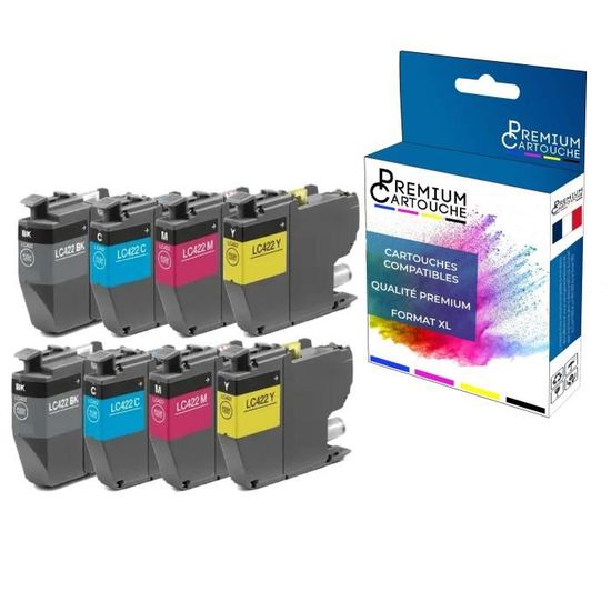 Cartouche pour BROTHER LC424XL Compatible Multipack x 8 - QUALITONER