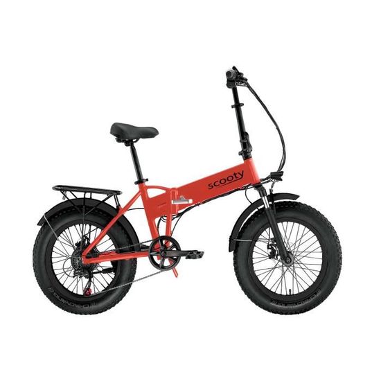 Vélo électrique Fatbike Pliable SCOOTY BIG Cool ROUGE 20" 250W 48V Brushless 6 Vitesses Shimano Autonomie 30km