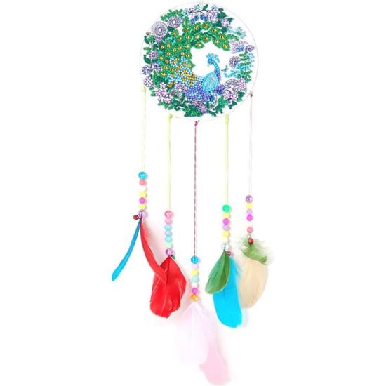 Carillon à Vent Peinture Diamant 5D Attrape-Soleil – Kit DIY Lune & Plume, Décoration Jardin Maison, Cadeau Fille 5-10 Ans !