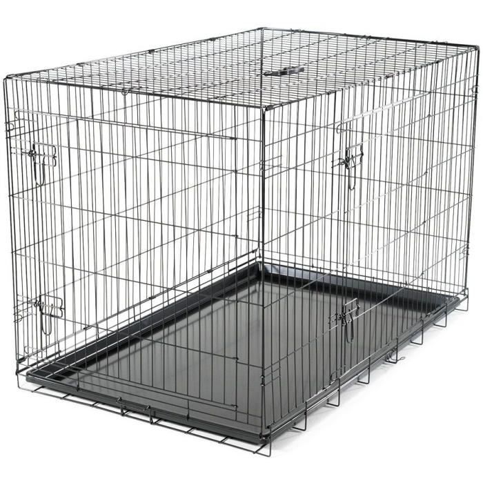 Cage Transport Chien - Vadigran - Pliante - Noir Classique - 122x75x81 cm