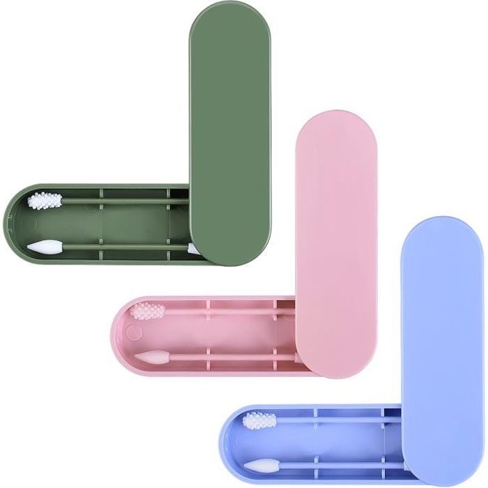 Dexnor 3PCS coton-tiges réutilisable set double face lavable ecologique silicone bourgeons nettoyage des oreilles cosmetic