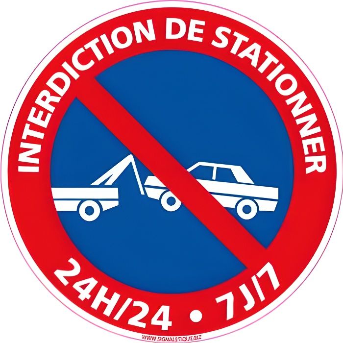 Panneau stationnement interdit PVC 1,5 mm. Disque interdiction de stationner rouge et bleu - Diamètre 250 mm
