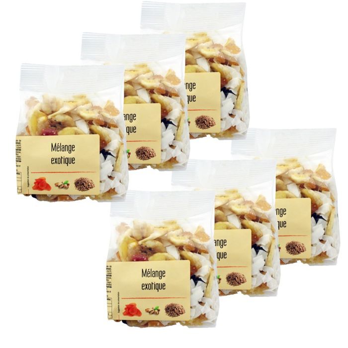 Lot 6x Mélange exotique fruits secs et fruits déshydratés - Agidra - paquet 150g