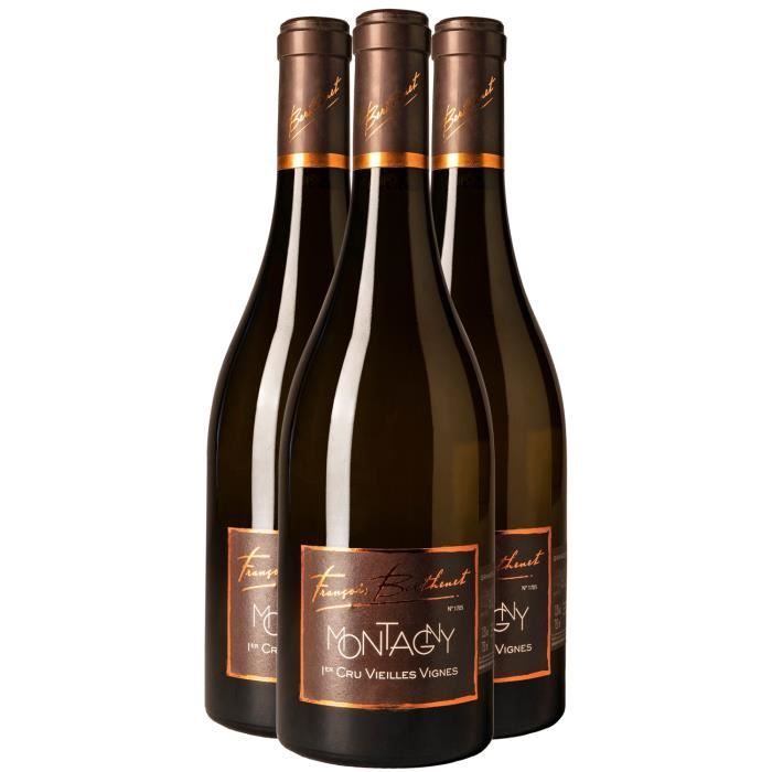 Montagny 1er Cru Vieilles Vignes Blanc 2020 - Lot de 3x75cl - Domaine Berthenet - Vin AOC Blanc de Bourgogne - Cépage Chardonnay