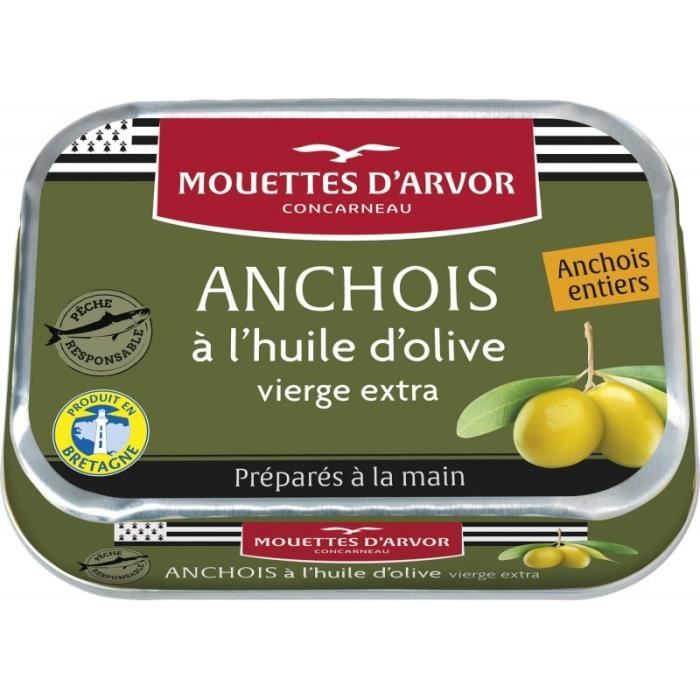 LES MOUETTES D'ARVOR - Anchois À L'Huile D'Olive 100G - Lot De 3
