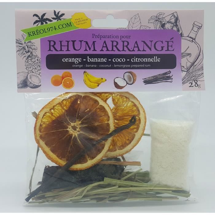 Préparation pour Rhum Arrangé ORANGE – BANANE – COCO – CITRONNELLE