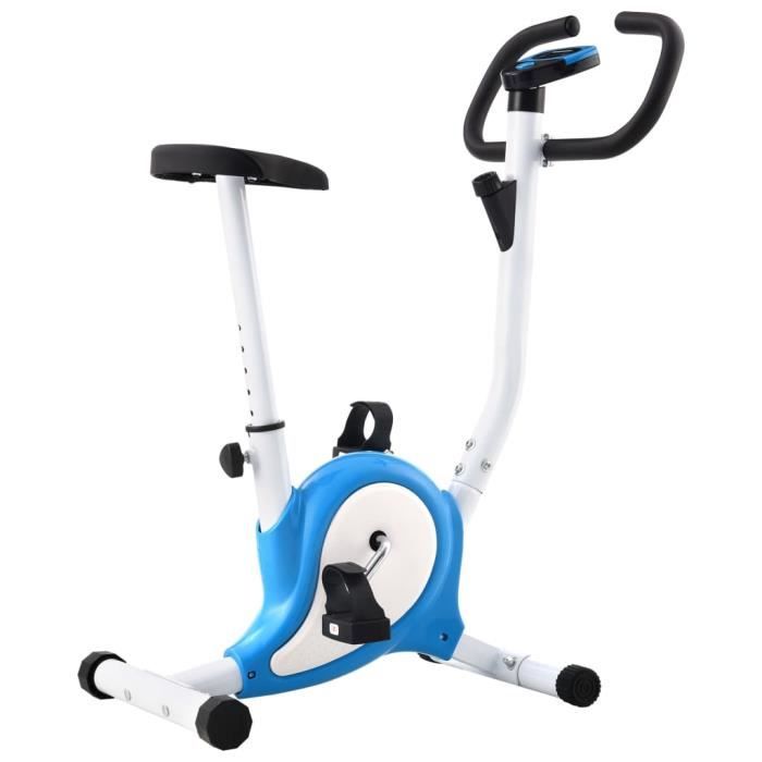 Vélo d'appartement avec résistance à courroie + écran LCD - 64 x 41 x 104 cm - Bleu