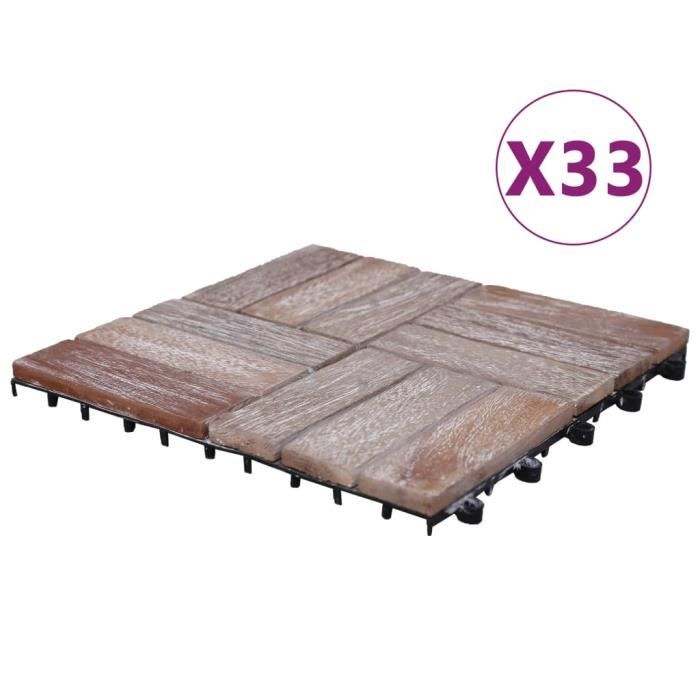 Top Lot de 33 Tuiles de terrasse 30x30 cm Bois de récupération - solide ☺783393