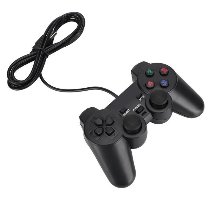Qiilu Contrôleur de jeu informatique Manette de jeu USB filaire avec contrôleur de jeu d'ordinateur avec double vibration pour PC
