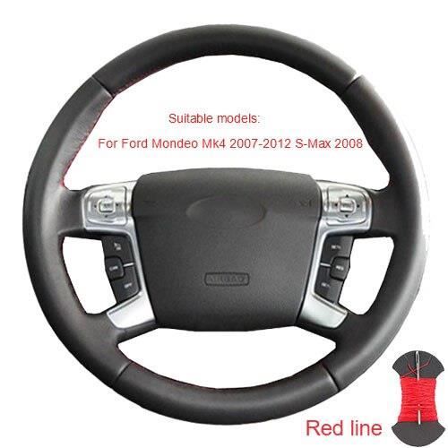 Couvre volant,Couvre volant pour Ford Mondeo Mk4 2007 2012 s max 2008 Ford Focus 3 2015 2018 Kuga 2016 - Type Red thread #B