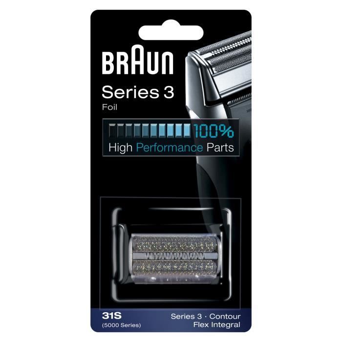 Braun Series 3 Pièce De Rechange Pour Rasoir Électrique Argentée, Compatible avec les rasoirs Series 3, 31S