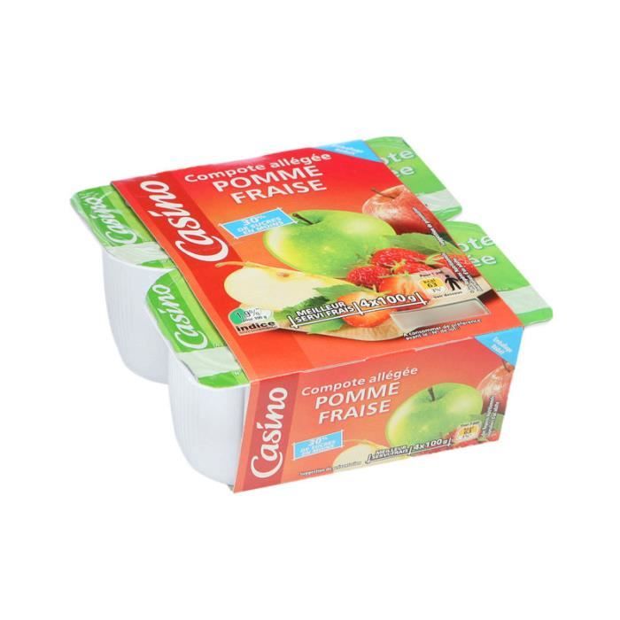 Lot de 4 Compotes allégées de pomme et fraise - 400 g