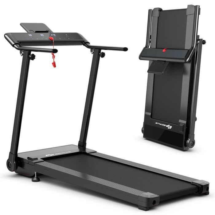DREAMADE Tapis de Course/Marche Pliable 500W 12 Programmes Prédéfinis 0,8-9,6 Km/h avec Ecran Tactile LED&Support Ipad, Noir