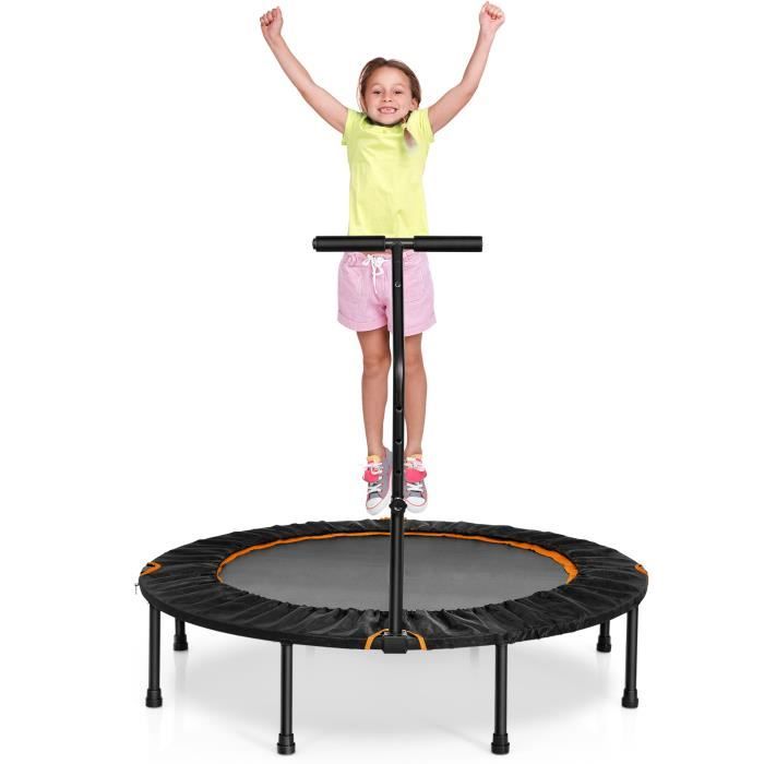 DREAMADE Trampoline de Fitness Pliable, Trampoline avec Poignée en Forme T Réglable & Structure Stable, pour Extérieur et Intérieur