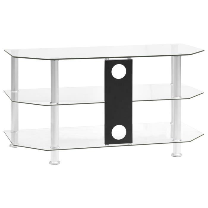 Fashtroom Meuble TV Transparent 96x46x50 cm Verre trempé