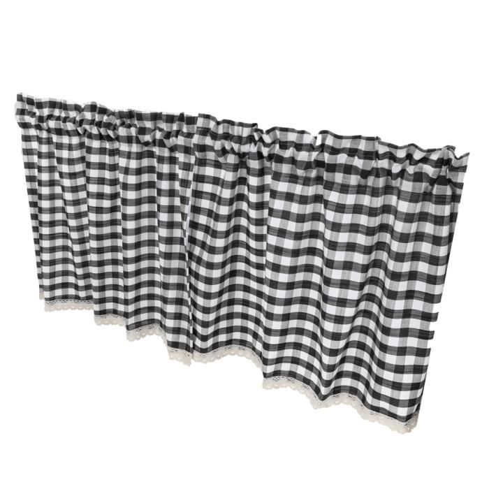 Traitements élégants De Rideau En Fenêtre De Cuisine De Dentelle De Vichy De Dentelle De Contrôle De Buffle, 130x41cm Noir