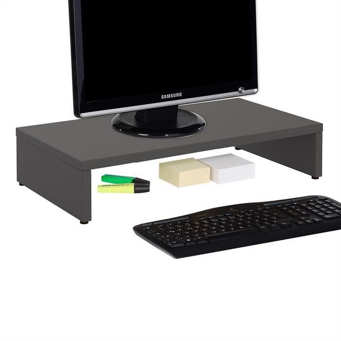 Support d'écran d'ordinateur MONITOR, réhausseur pour moniteur avec tablette de séparation, longueur 50 cm, en mélaminé gris mat