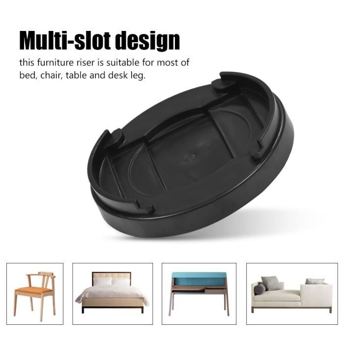 ✯8 pièces multi-fente meubles jambe rehausseurs lit antidérapant pour canapé bureau table en plastique (noir)✯-HES