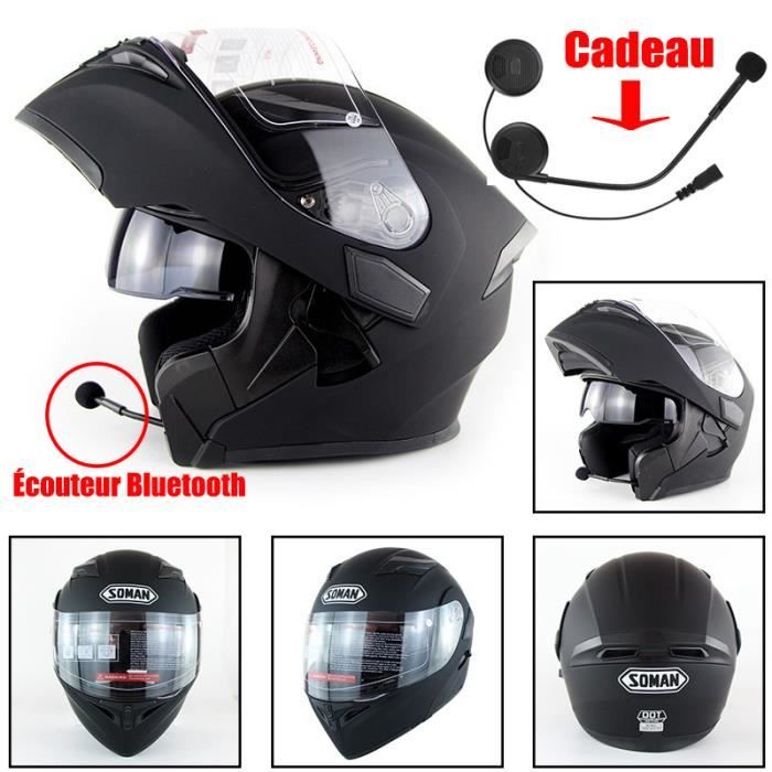 Casque Moto scooter de Marque Racing Armure complète Casque mat Motocross Pleine Couverture Casque Hors-Route et Casque bluetooth