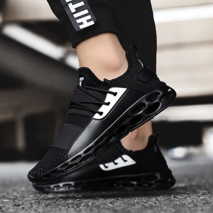Hommes occasionnels pour chaussures de tennis adultes baskets à lacets respirantes légères zhizheyea Noir