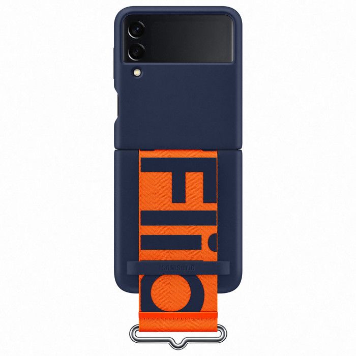 SAMSUNG Coque silicone avec lanière Z Flip3 - Bleu Navy
