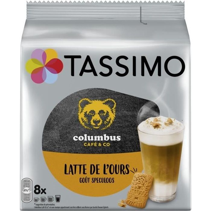 TASSIMO Columbus latte de l'ours goût Spéculoos Café dosettes - paquet de 8 dosettes