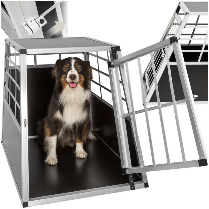 TECTAKE Caisse de Transport Chien en Aluminium 90 cm x 65 cm x 69,5 cm Noir