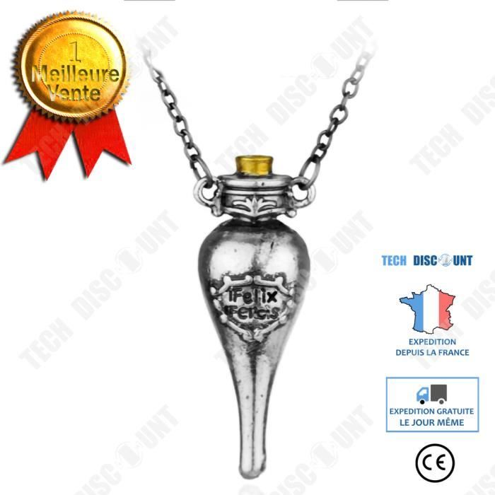 TD® Collier punk antique bronze potion magique collier cadeaux pour hommes et femmes argent antique potion bouteille collier pendent