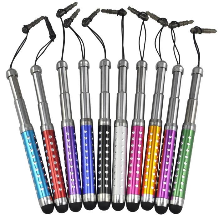 TRIXES 10 X Crayons Stylus Crystal rétractables pour iPhone iPad Tablette Samsung