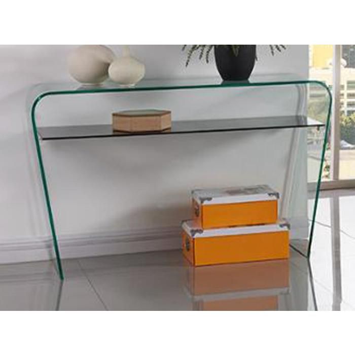 Console KELLY - Verre trempé - Tablette noire laquée