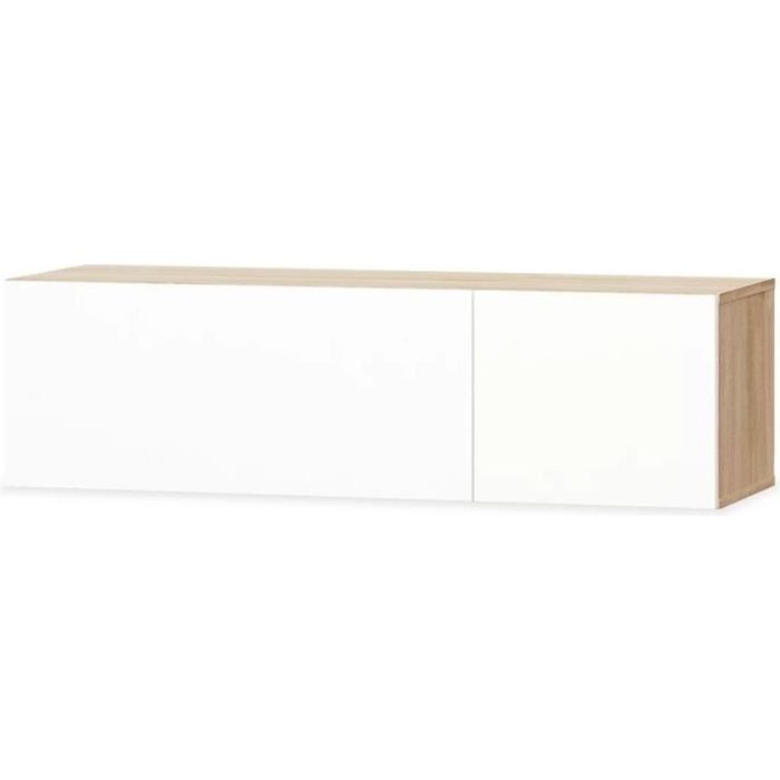vidaXL Meuble TV Aggloméré 120 x 40 x 34 cm Chêne et blanc brillant
