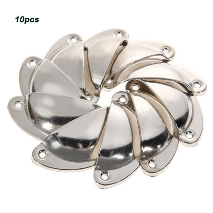 YOLISTAR 10Pcs Poignée de Coquille Vintage pour Tiroir Armoire Meuble Cuisine - Avec Vis (Couleur argent)