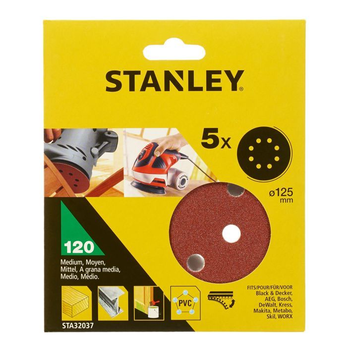 Stanley 5 disques abrasifs corindons qualité supérieure anti encrassement grain 120 STA32037 XJ - vue 2