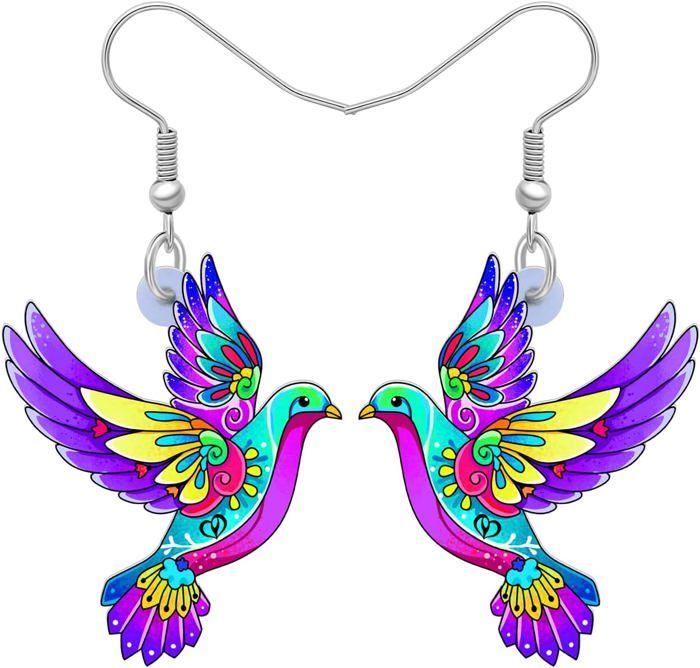 Acrylique Colombe Oiseau Boucles D'Oreilles Bijoux Dangle Pour Femme