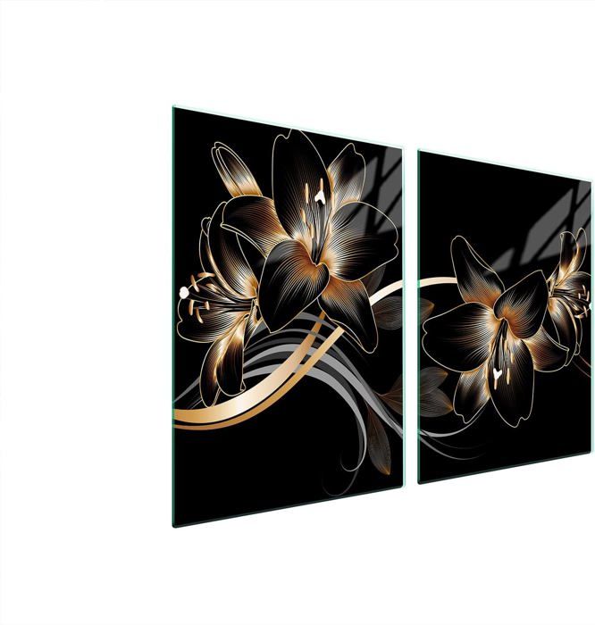 Plaque De Protection Pour Plaque De Cuisson En Verre Trempé - 2 Pièces 35x52 Cm, Motif Poivre
