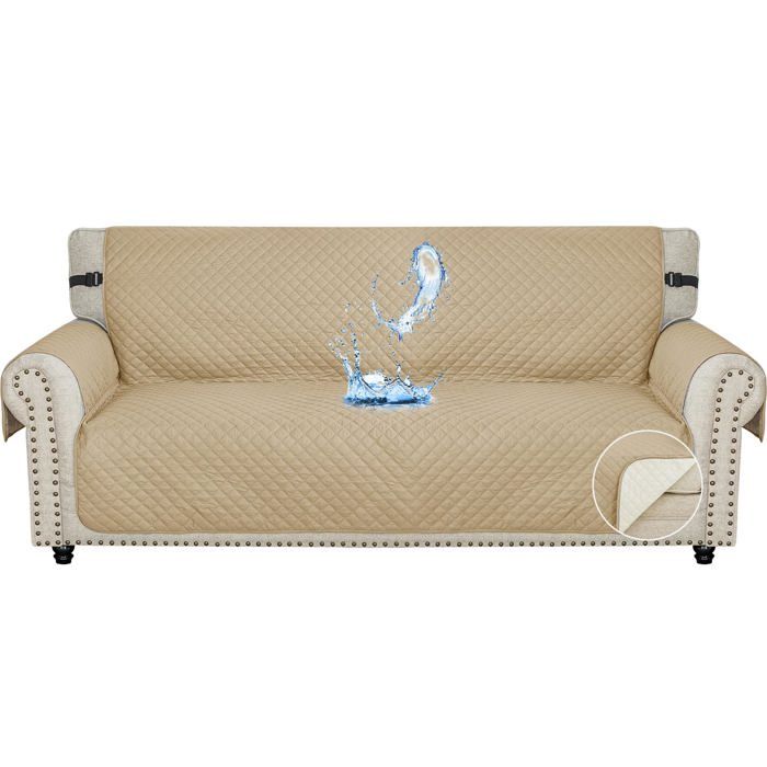 Ystyle Housse Canapé 4 Places Impermeable Housse de Canapé avec Accoudoirs Universelle Protege Canape Kaki